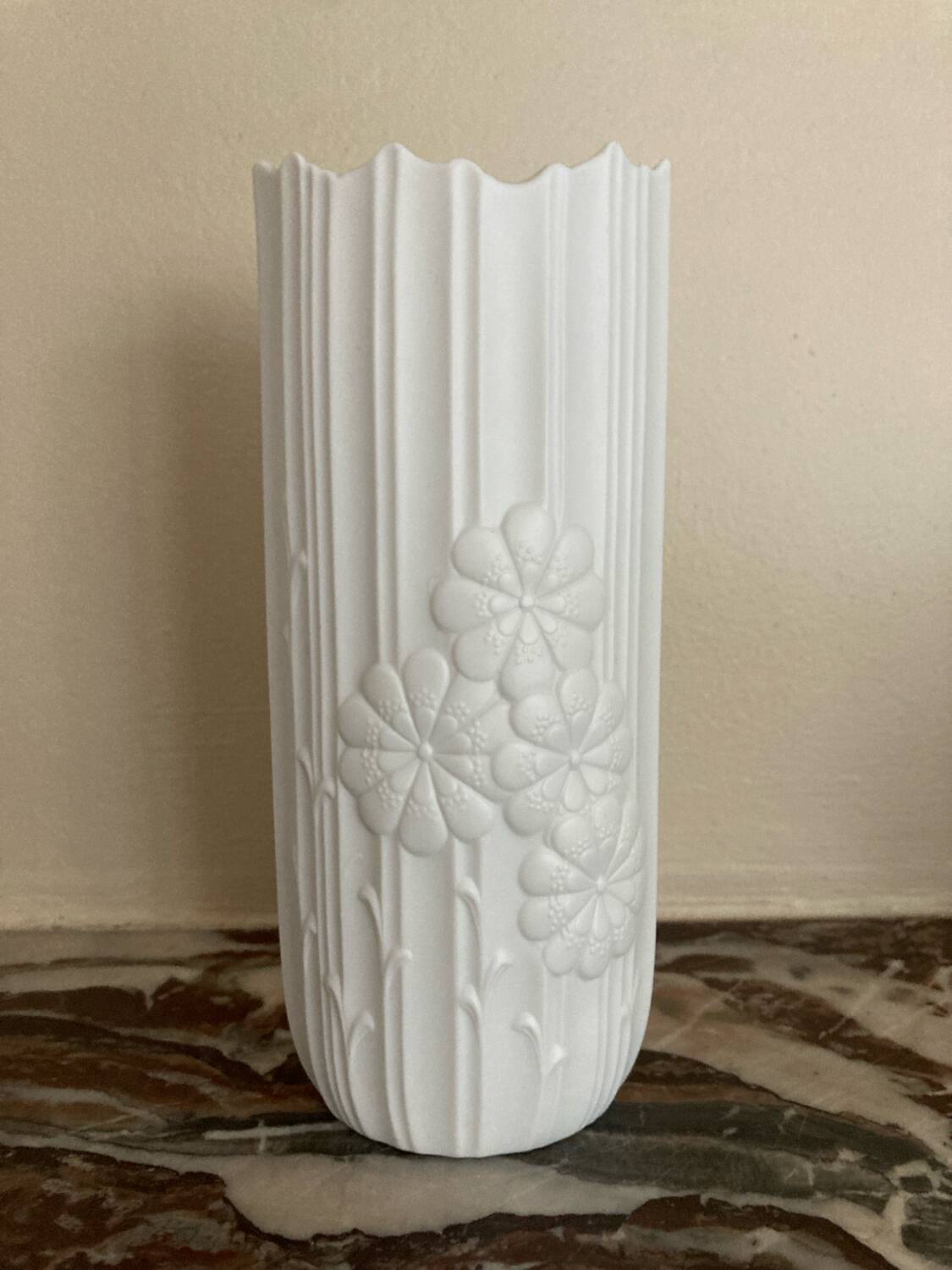 White biscuit vase by Kaiser by M. Frey