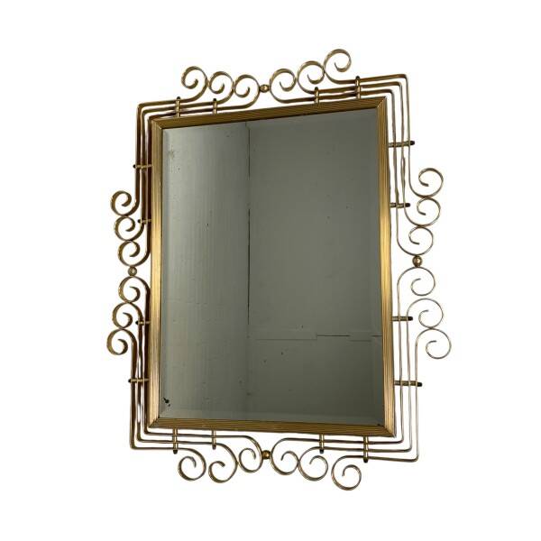 Vintage faceted mirror in an aluminium frame