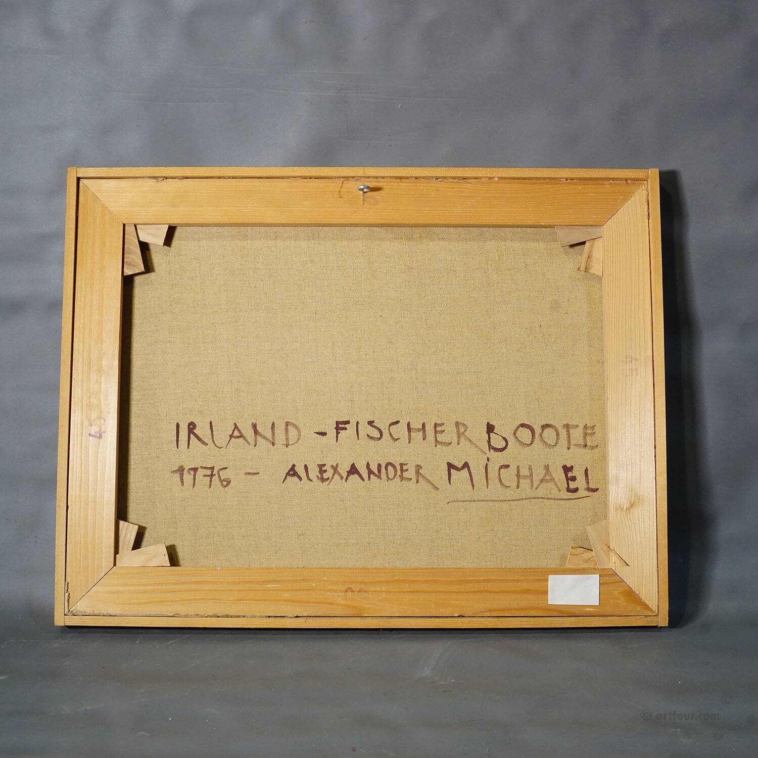 Oil painting by Alexander Michael – Fishing boats in Ireland, 1976