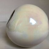 Iridescent white round vase