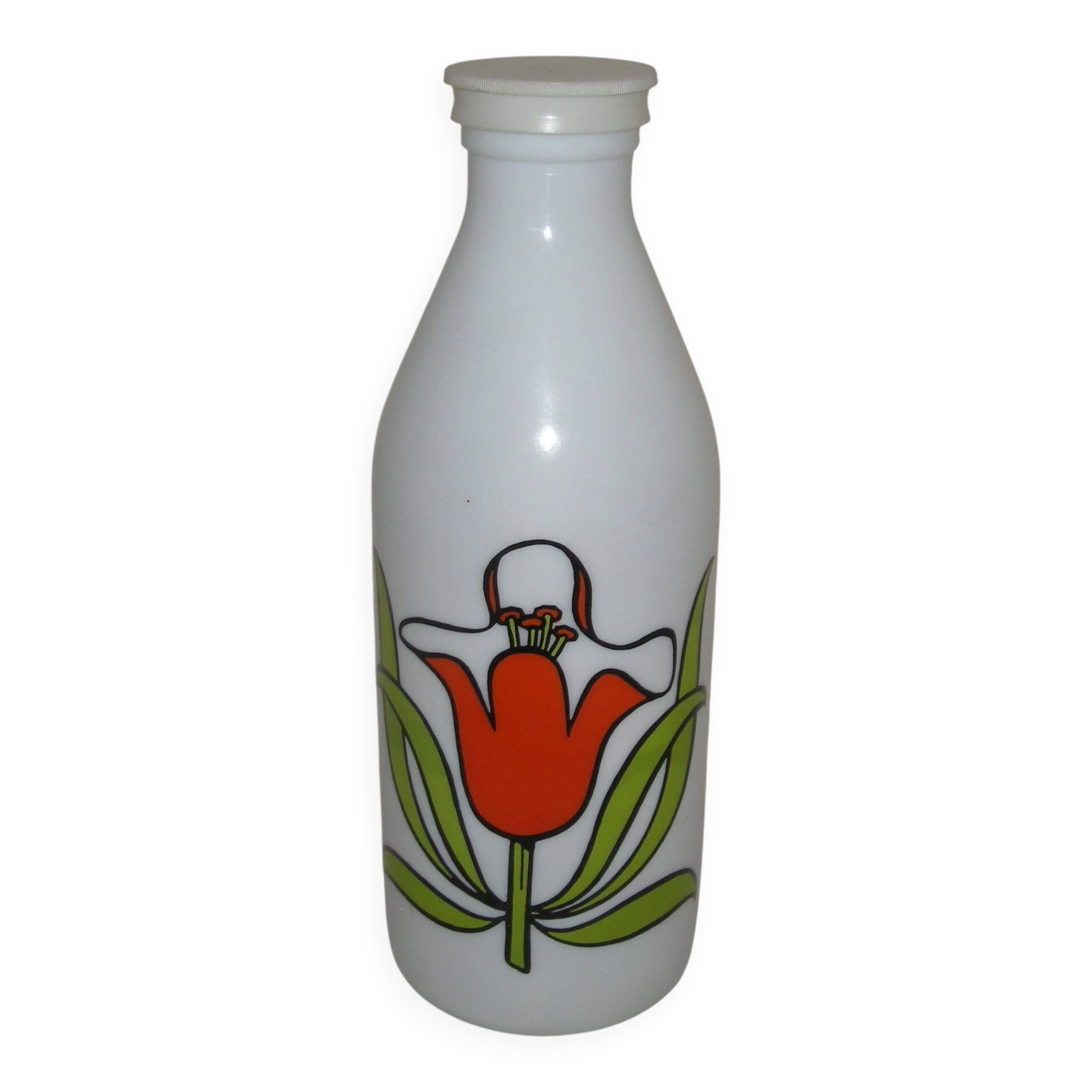 Opaline milk bottle Egizia Italy from the 1970s.