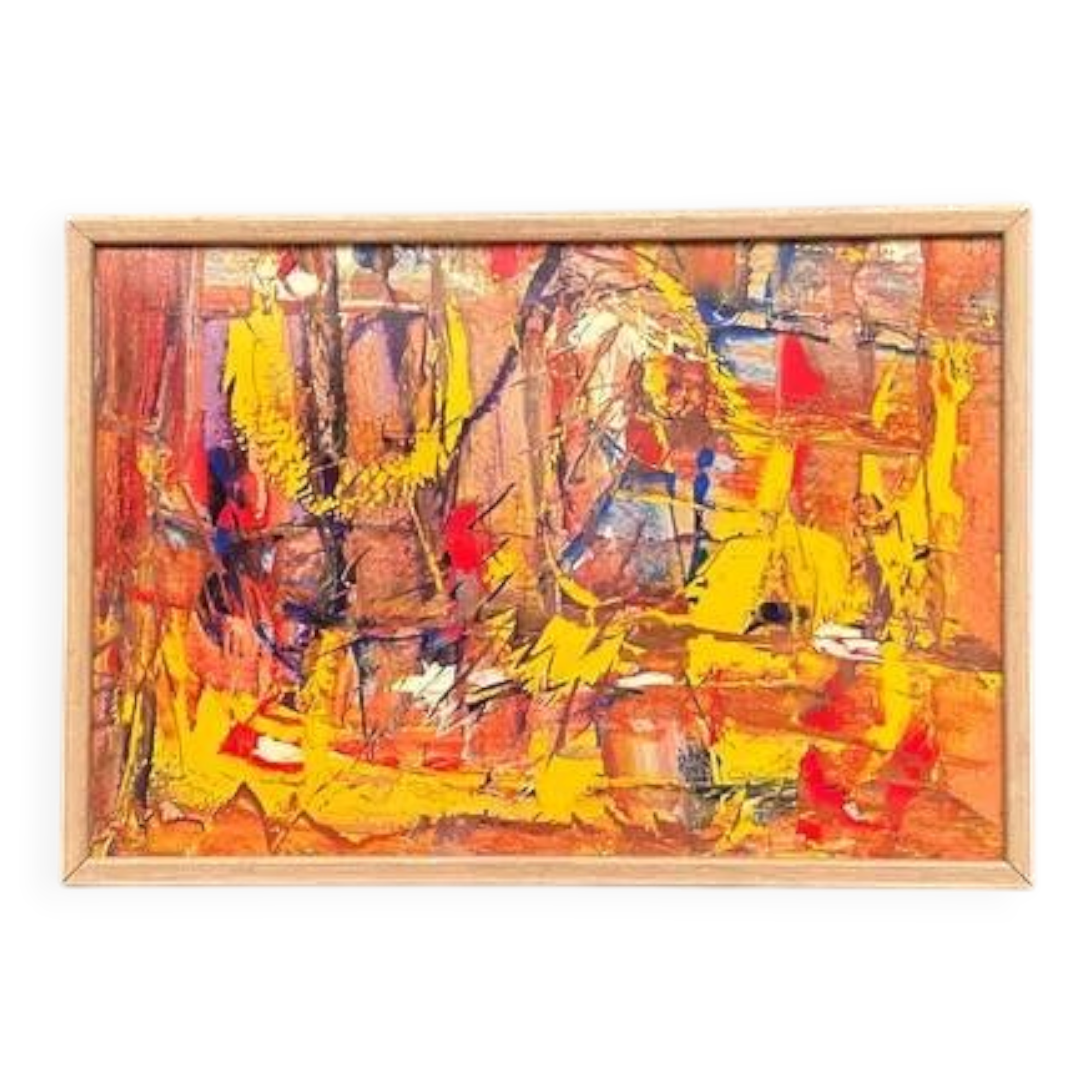 Original Swedish Oil on Panel - 'Komposition' by Daniel Raphaël - Signed - Vintage and Framed - 53 x 38 cm (20.9" x 15")