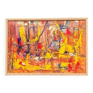 Original Swedish Oil on Panel - 'Komposition' by Daniel Raphaël - Signed - Vintage and Framed - 53 x 38 cm (20.9" x 15")