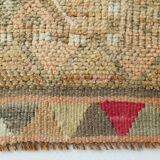 Sand Beige & Pink Turkish Vintage Runner Rug, 80x413Cm