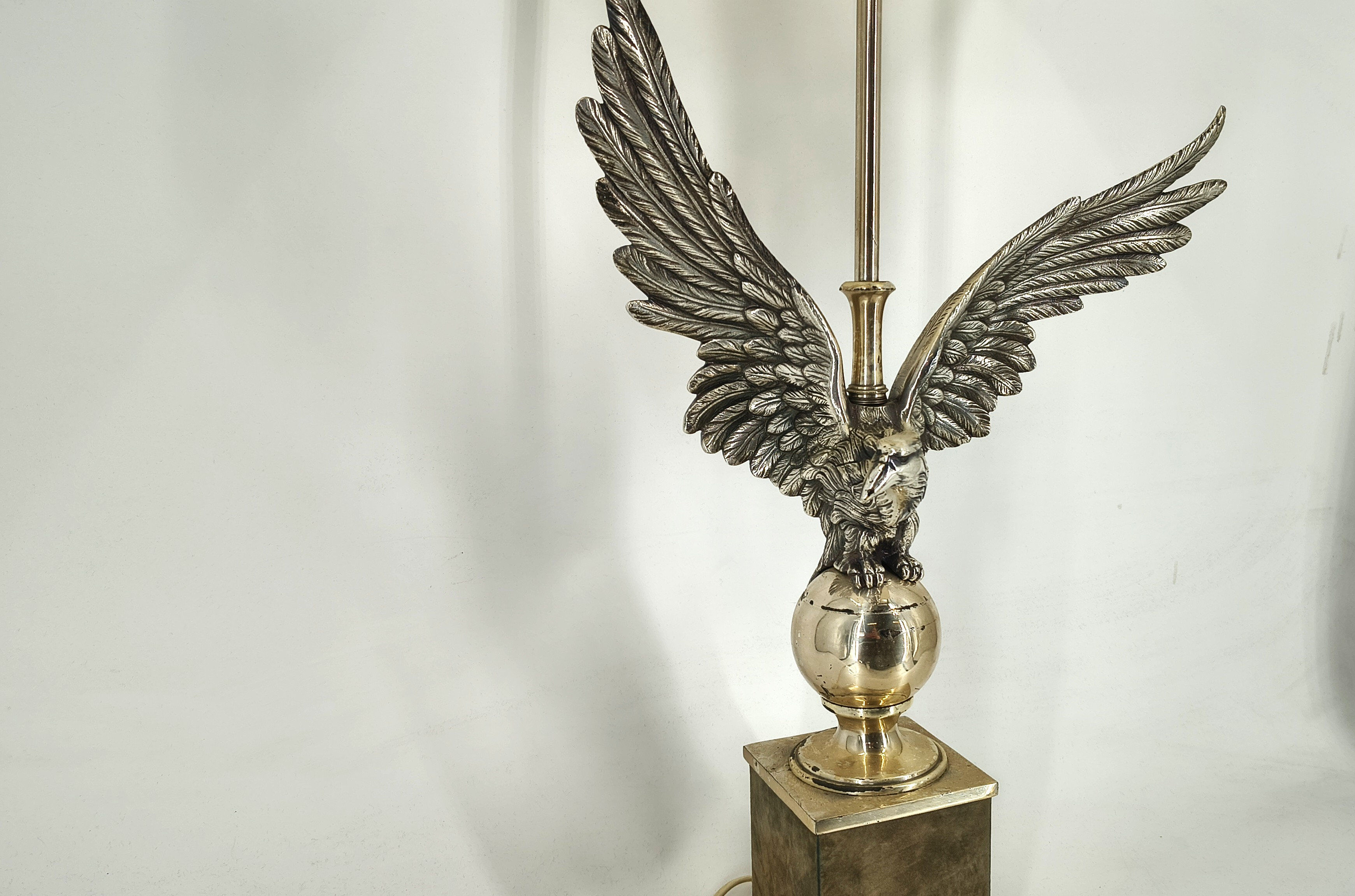 Pair of nickel eagle table lamps by Loevsky and Loevsky, 1970s