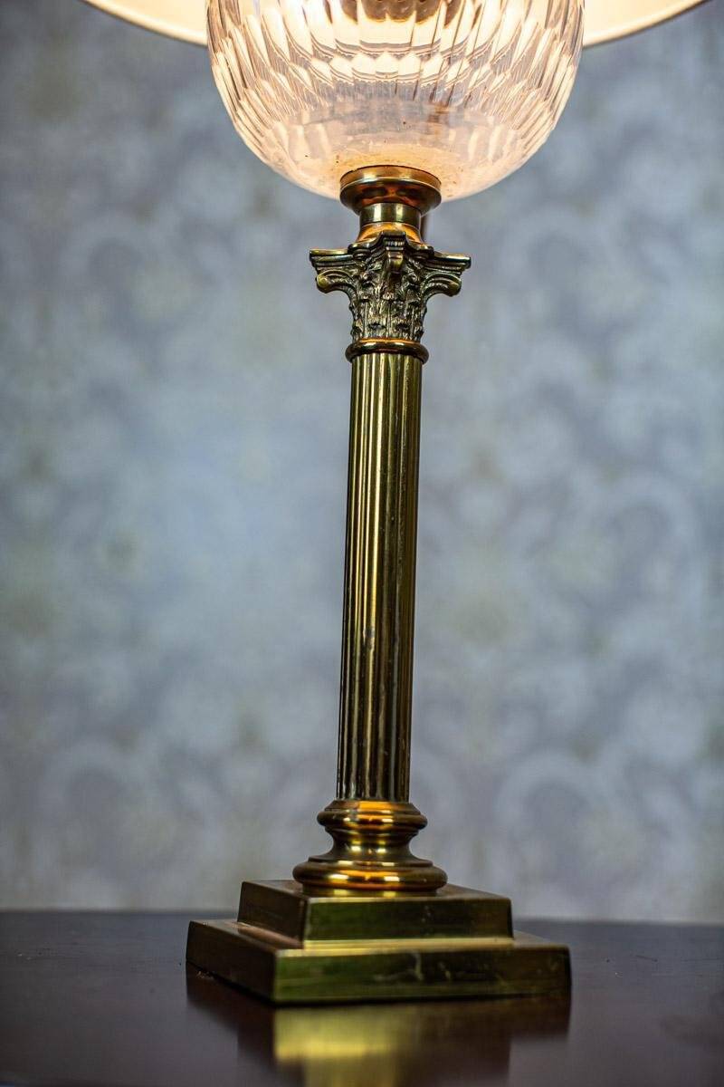 Vintage Prewar Table Lamp with Light Shade, 1930s