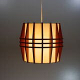 Suspension rhodoïde et bois, cocoon vintage, 1960