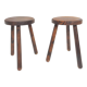 Paire de tabourets tripodes en bois vintage