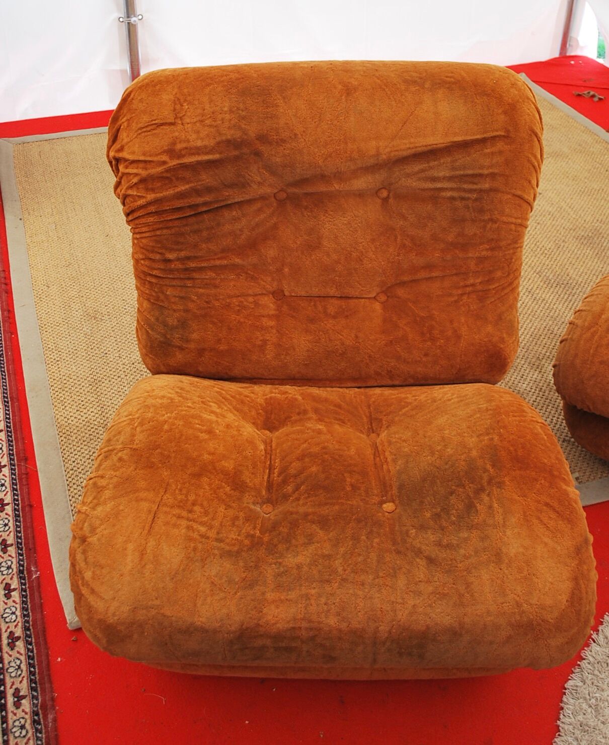 4 vintage armchairs and vintage pouf