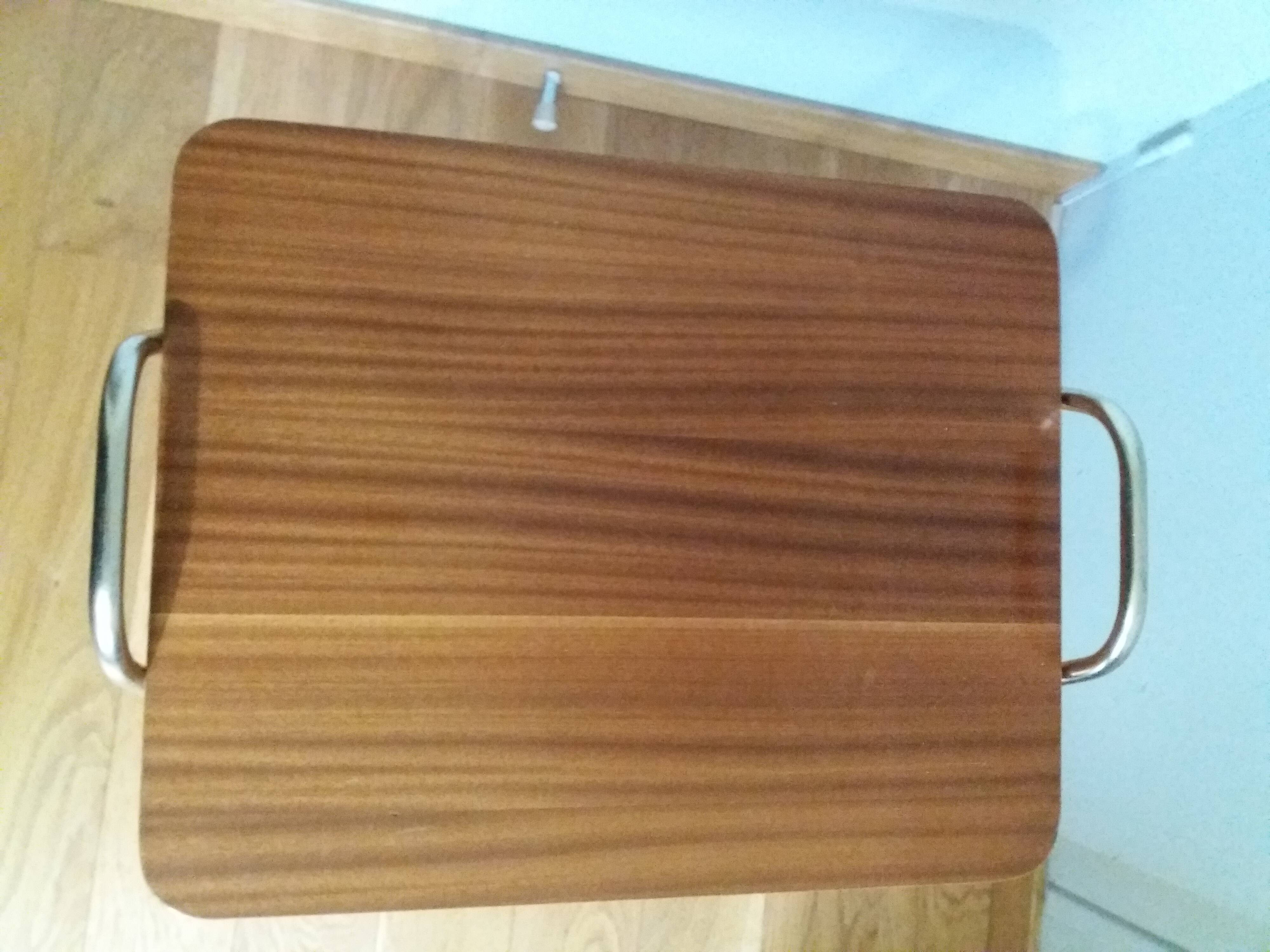 Serving table for storing vinyl records, magazine holder