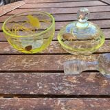Carafe and sugar bowl in ouraline, Legras/Baccarat