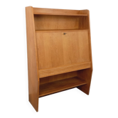 Meuble secrétaire bibliothèque de rangement vintage en bois de chêne