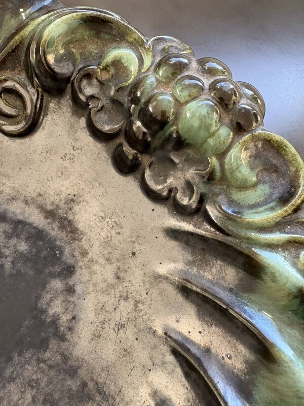 Coupe Art nouveau en céramique ancienne – décor raisin
