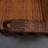 Rare Vintage Bauhaus Rattan & Bamboo Chair with Ottoman by Erich Dieckmann