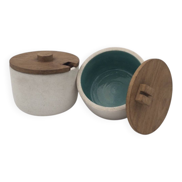 KERAMOS Sèvres - Deux pots couverts céramique Années 1950
