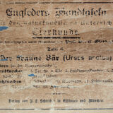 Affiche "Ours brun"  lithographie par J. F. Schreiber 1893