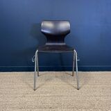 Set of 6 Flototto chairs wenge wood chrome steel 70s