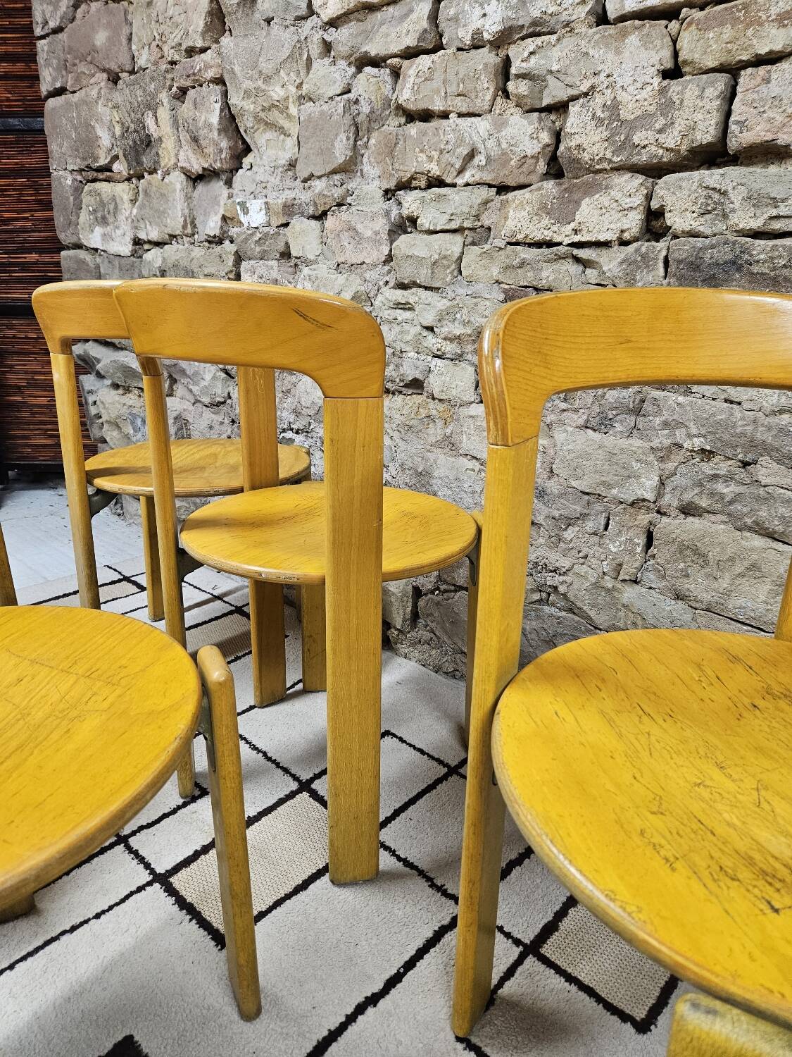 Lot of vintage bruno rey 1970" chairs