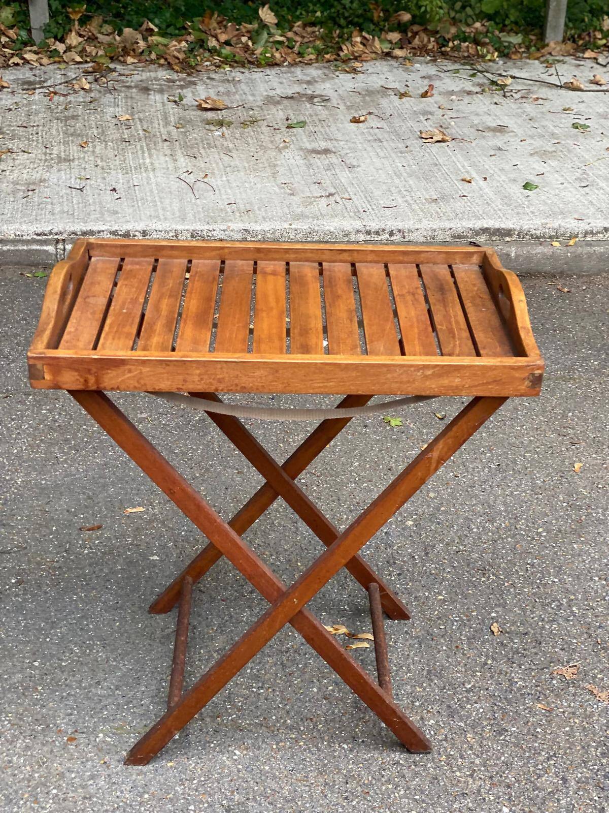 Scandinavian folding serving trolley in solid wood 1980