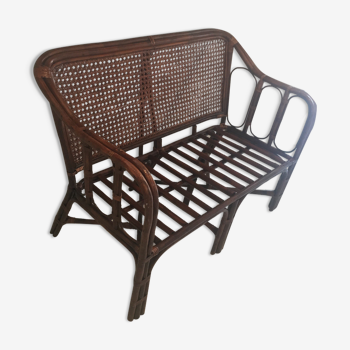 Rattan bench and vintage canning