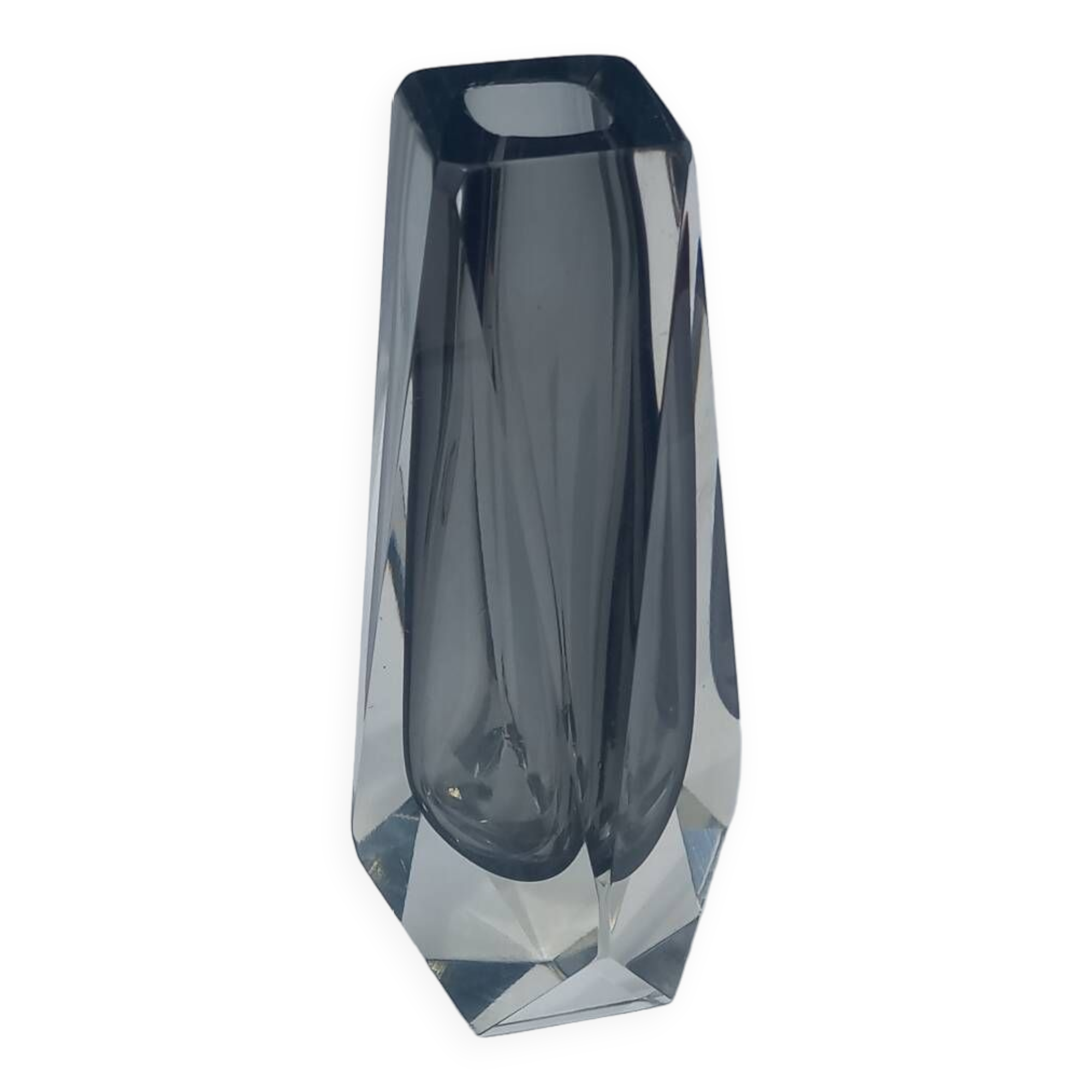 Faceted Murano Sommerso Vase by Flavio Poli