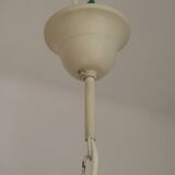 French Vintage 3 Light Green Ivy Chandelier with Opaque Glass Shades