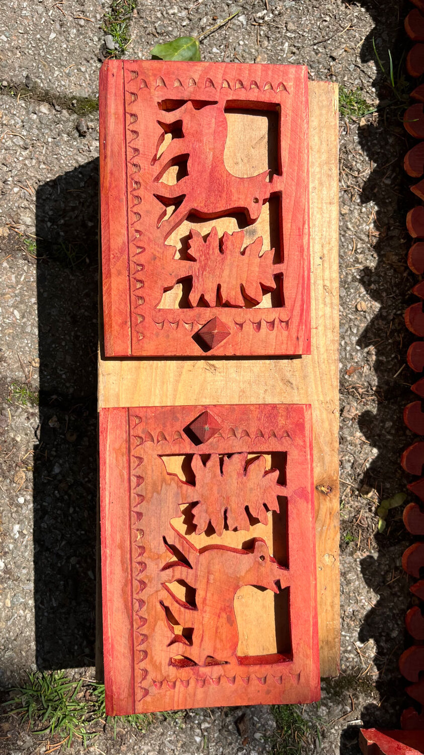 Vintage painted wood shelf