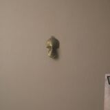 Brass mask wall sculpture tribal decorative object African art handmade vintage