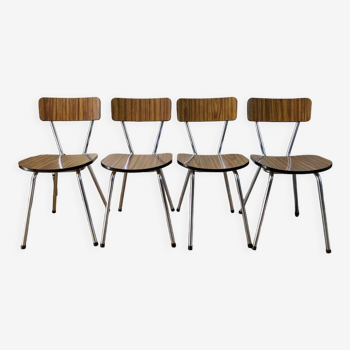 Set of 4 chairs in light brown formica 70s