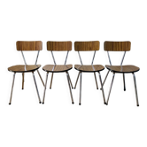 Set of 4 chairs in light brown formica 70s