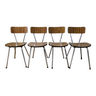 Set of 4 chairs in light brown formica 70s