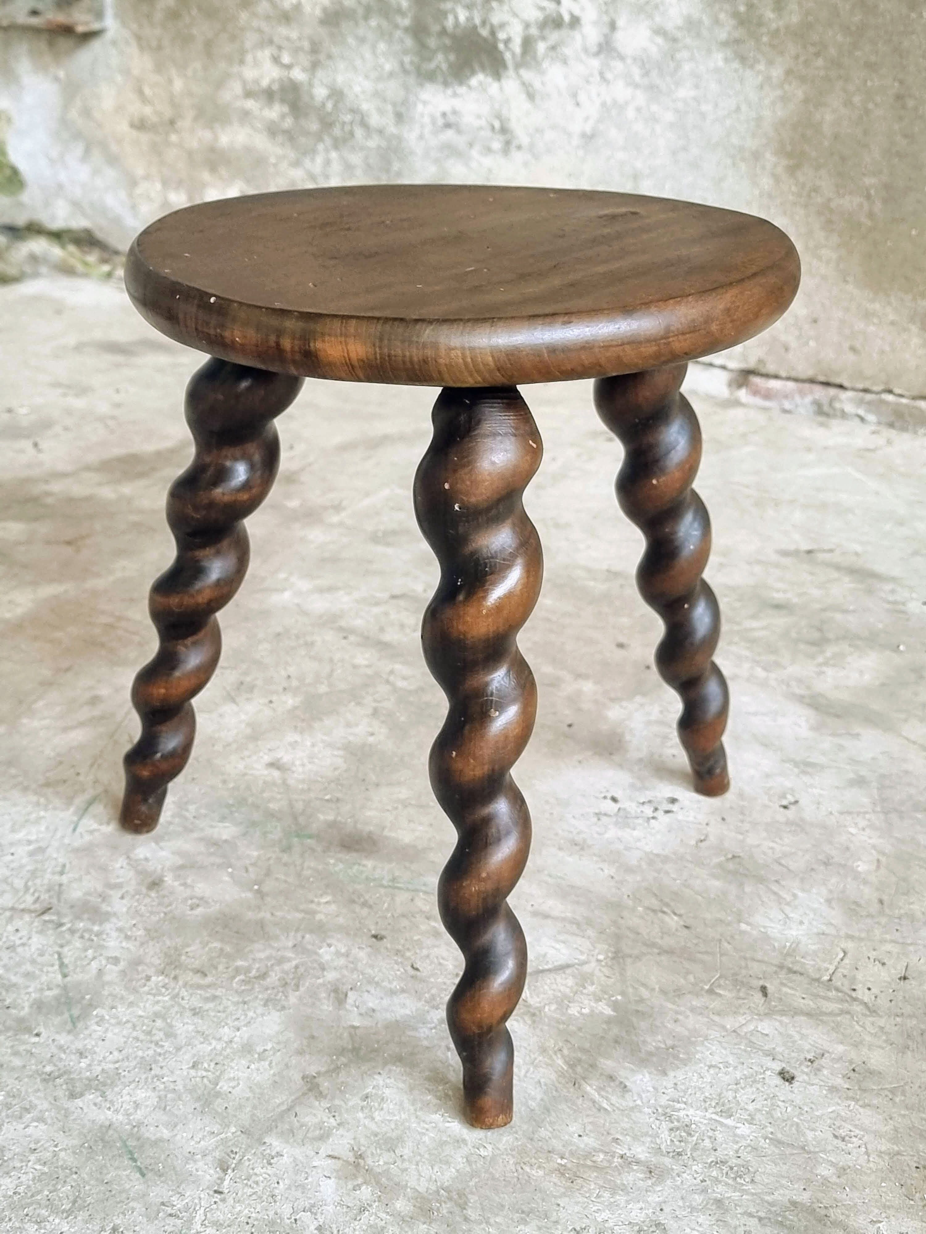 Vintage stool milking stool beech wood