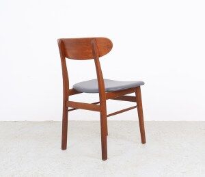 Farstrup teak wooden chairs with new skai, 1960s