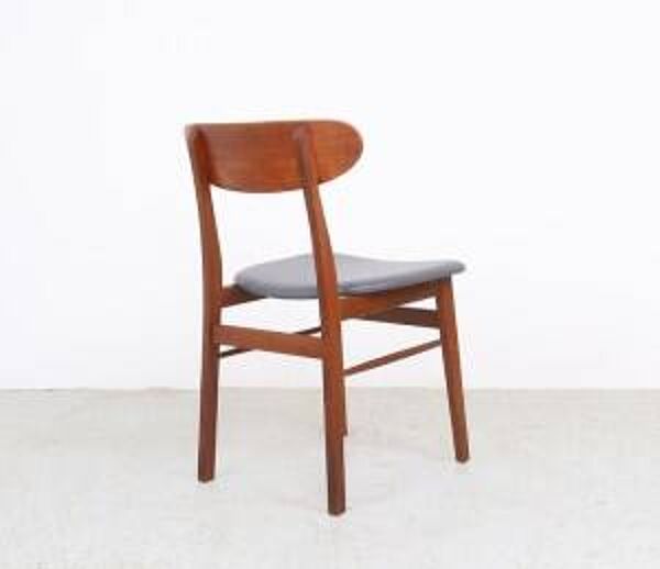 Chaises en teck Farstrup en teck et skaï, années 1960, retapissées