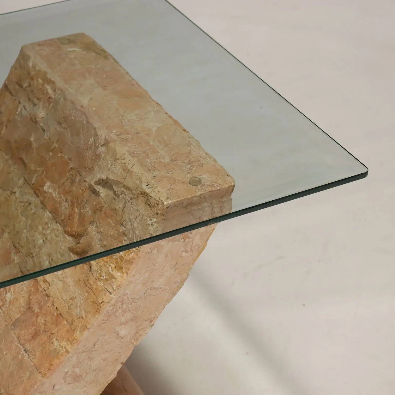 Vintage coffee table in glass and stone, Italy, 1980s.