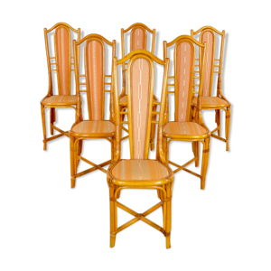 6 chaises en bambou & - tissus