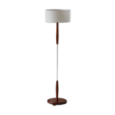 Luminaire vintage scandinave en teck/métal chromé/coton