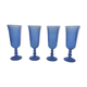 Champagne flutes in blue glass