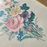 Illustration bouquet flowers frame gilded wood