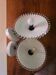 Pair of wall sconces in brass and wavy opaline glass