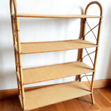 Rattan shelf on feet, vintage work 1960