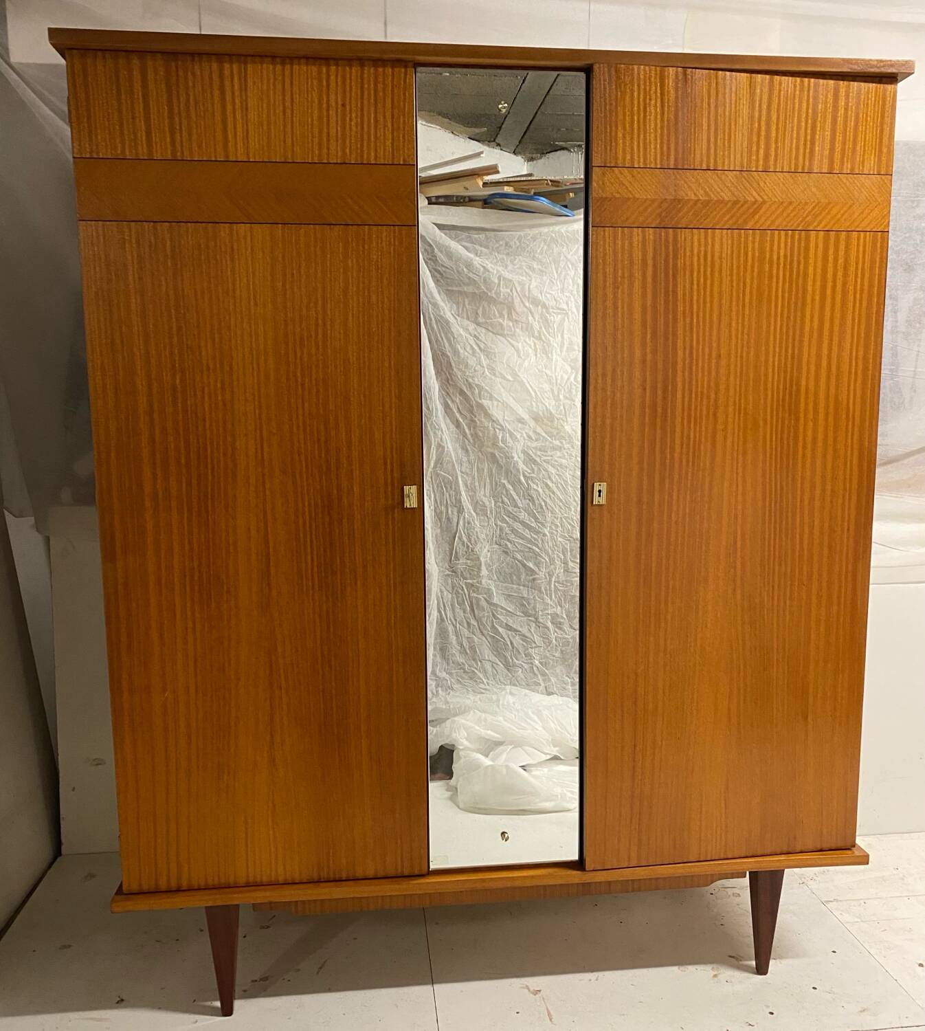Vintage wardrobe with compass feet from the 60s