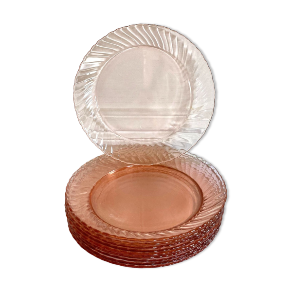 10 assiettes à dessert Arcoroc roses