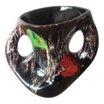 Vase vintage signé Vallauris – design 60s émaillé