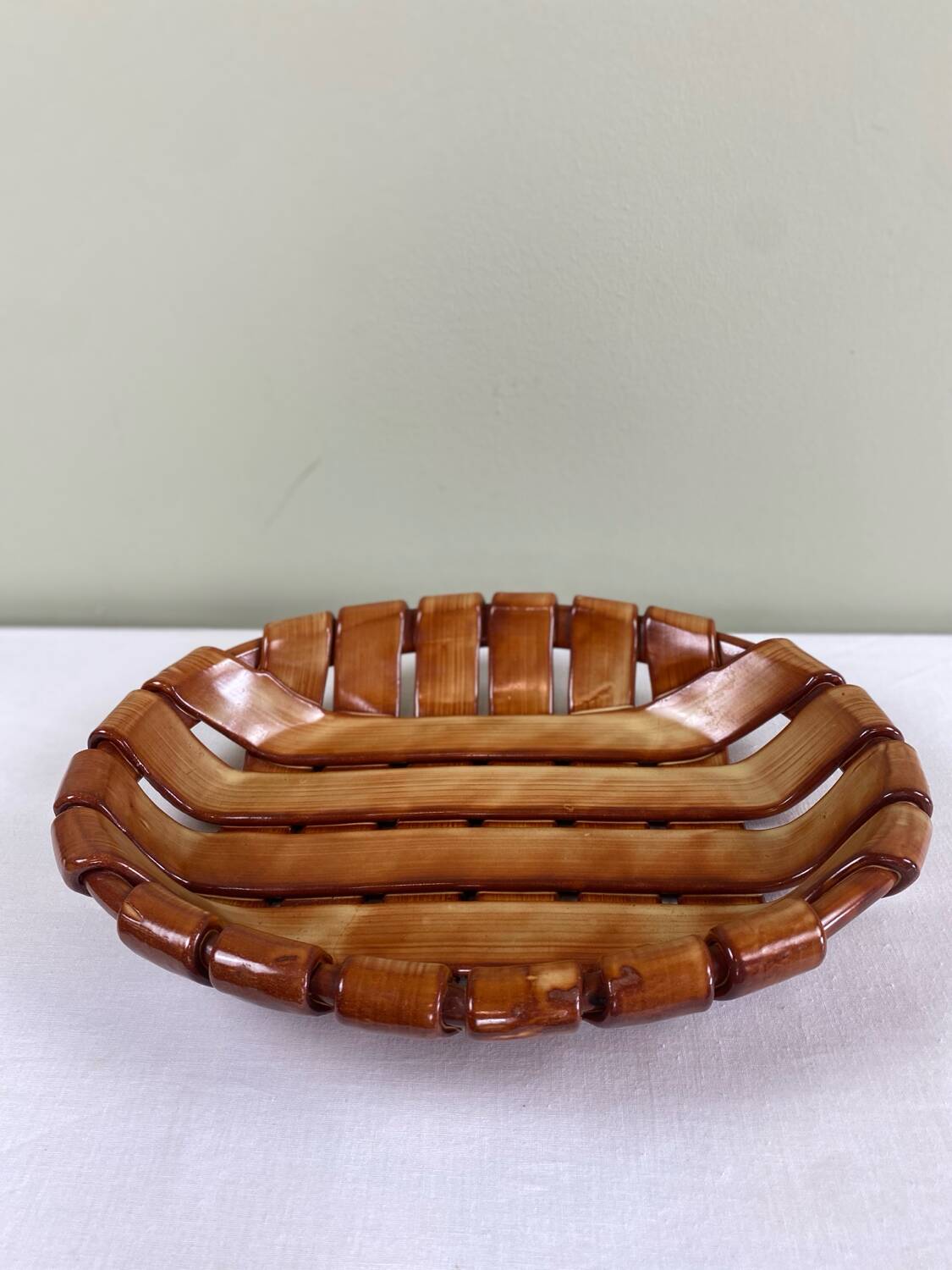 Woven ceramic basket