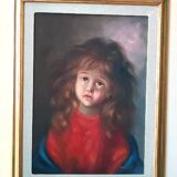 Oil painting on canvas portrait of a little girl - Pietro Pantino (1941-2020)