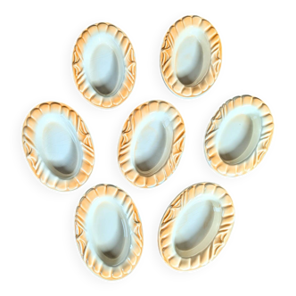 set of 7 vintage ceramic "shellfish" dishes