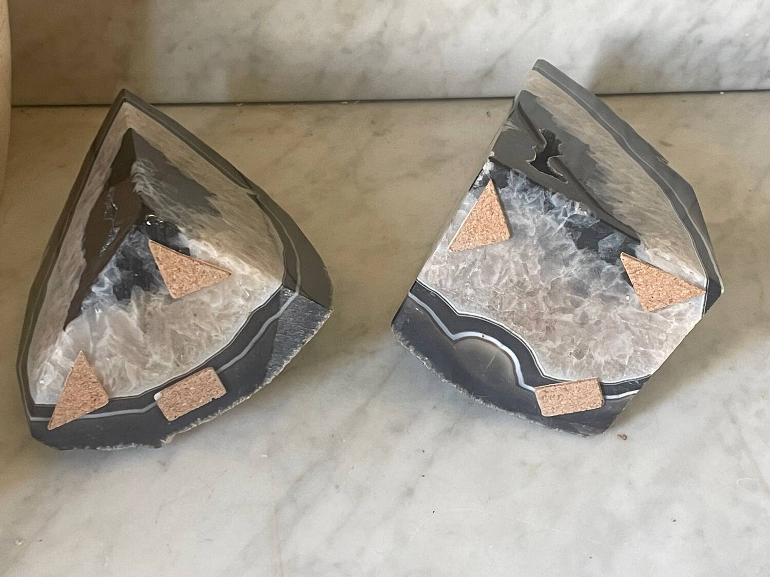 Paire de serres-livres en agate 4,3kg