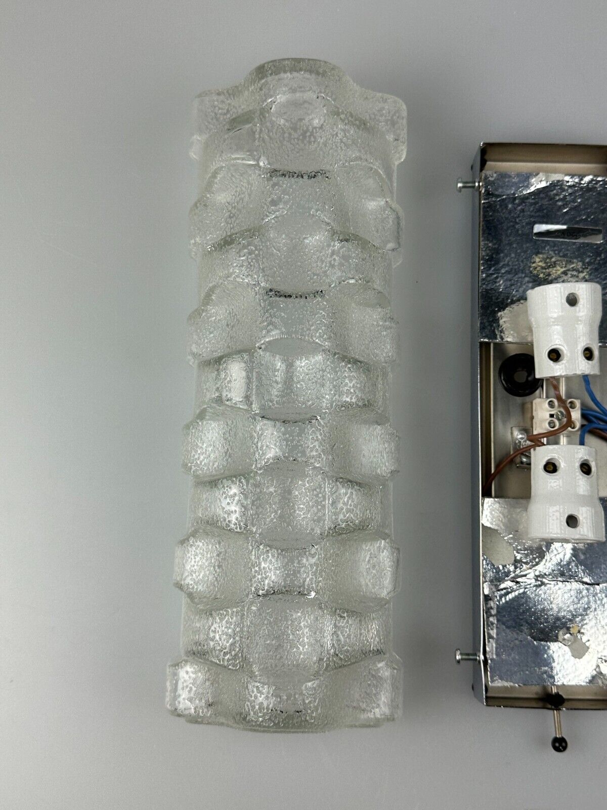 60s 70s wall lamp limburg germany wall sconce ice glass chrome space age