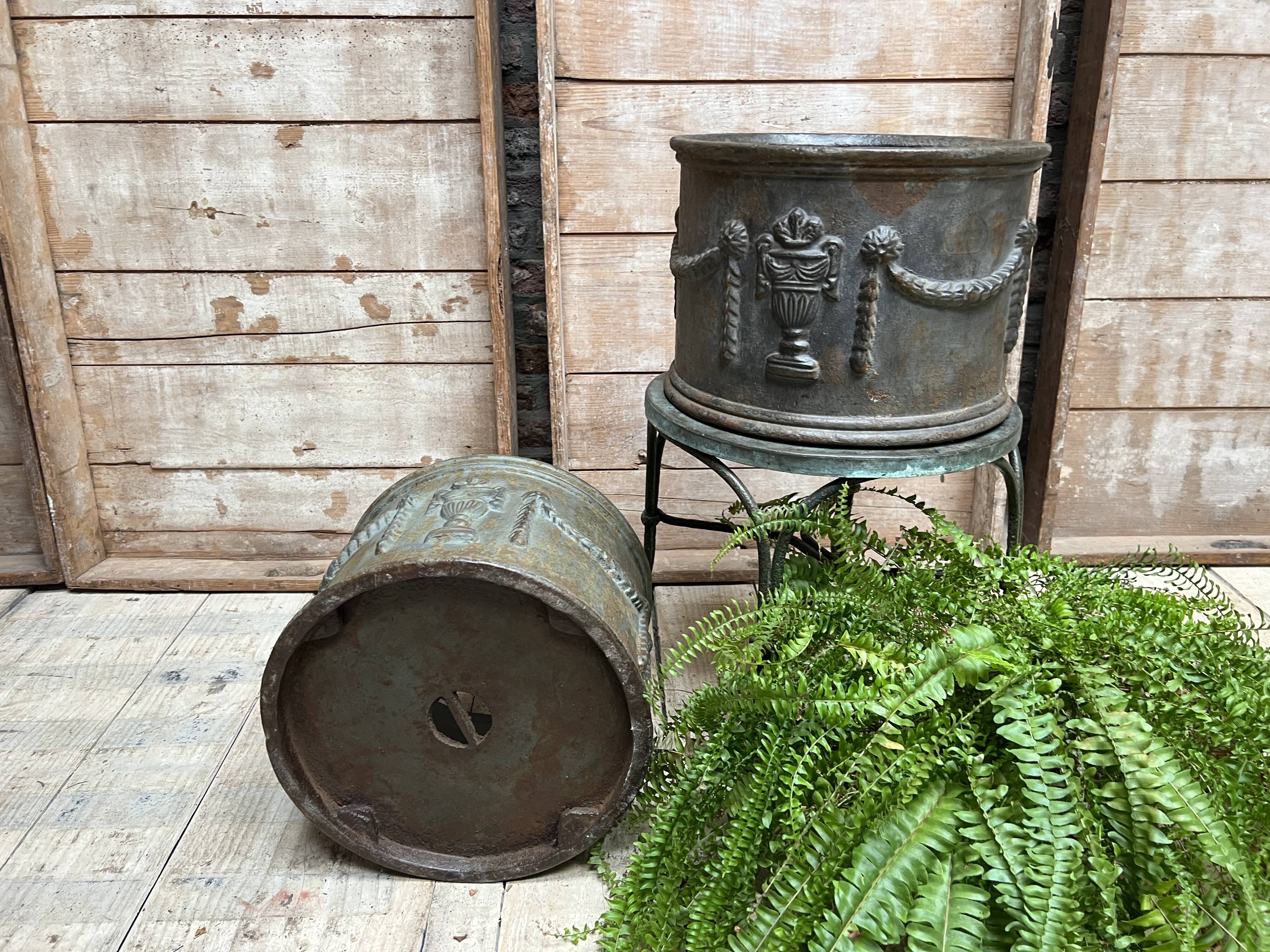 Pair of cast iron planters
